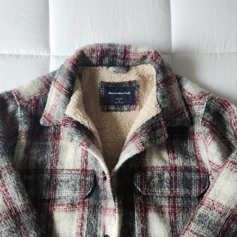 Abercrombie & Fitch Red and Cream Plaid Jacket